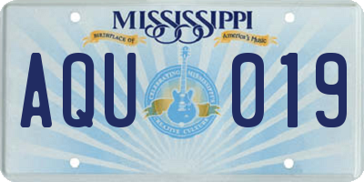 MS license plate AQU019