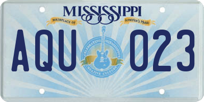 MS license plate AQU023