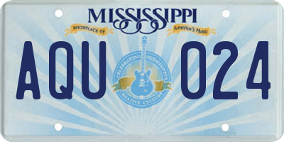 MS license plate AQU024