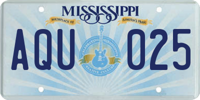 MS license plate AQU025