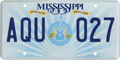 MS license plate AQU027