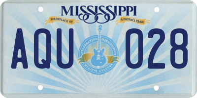 MS license plate AQU028