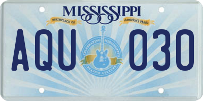MS license plate AQU030