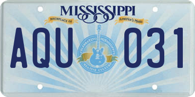 MS license plate AQU031