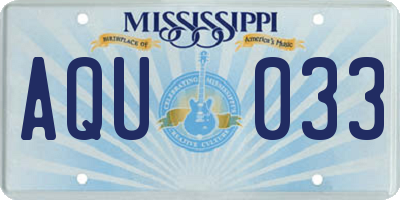 MS license plate AQU033