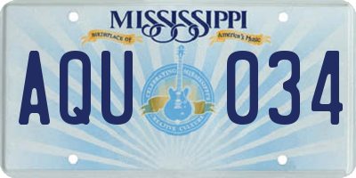 MS license plate AQU034