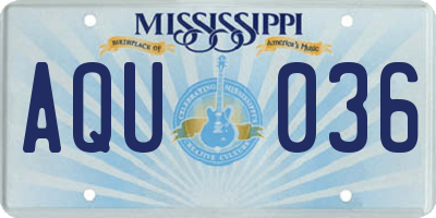 MS license plate AQU036