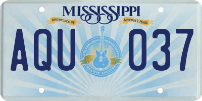 MS license plate AQU037