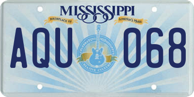 MS license plate AQU068