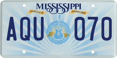 MS license plate AQU070