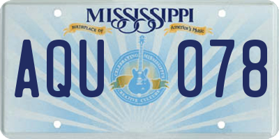 MS license plate AQU078