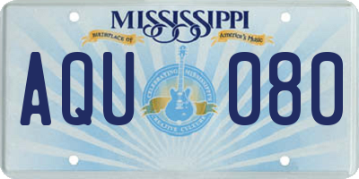 MS license plate AQU080