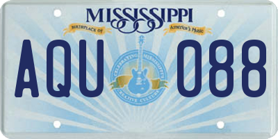 MS license plate AQU088