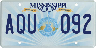MS license plate AQU092