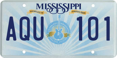 MS license plate AQU101