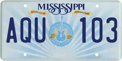 MS license plate AQU103