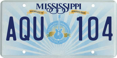 MS license plate AQU104