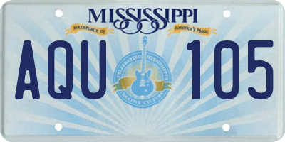 MS license plate AQU105