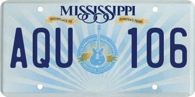 MS license plate AQU106
