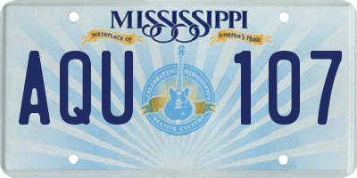 MS license plate AQU107