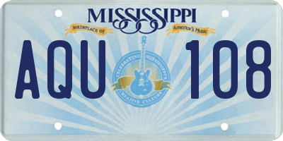 MS license plate AQU108