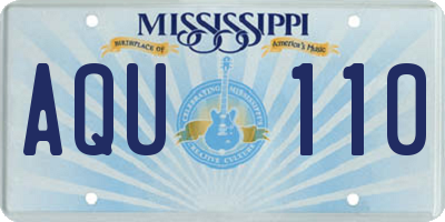 MS license plate AQU110