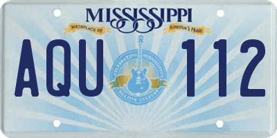 MS license plate AQU112