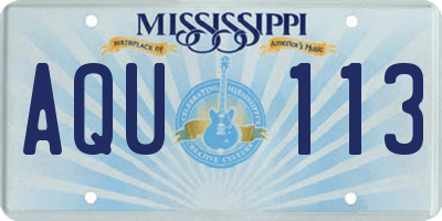 MS license plate AQU113