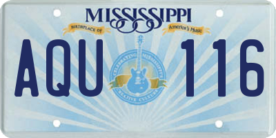 MS license plate AQU116