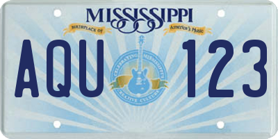 MS license plate AQU123