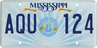 MS license plate AQU124