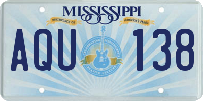MS license plate AQU138