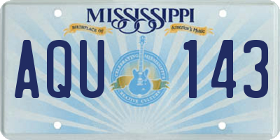 MS license plate AQU143