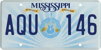 MS license plate AQU146