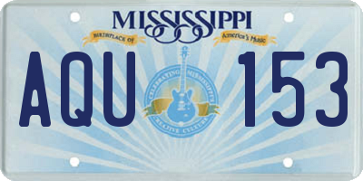 MS license plate AQU153