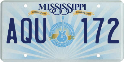 MS license plate AQU172