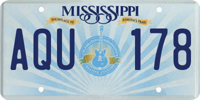 MS license plate AQU178