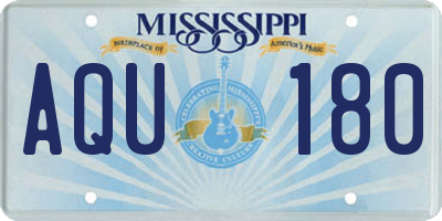 MS license plate AQU180