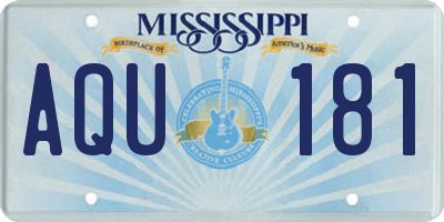 MS license plate AQU181