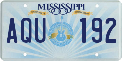 MS license plate AQU192