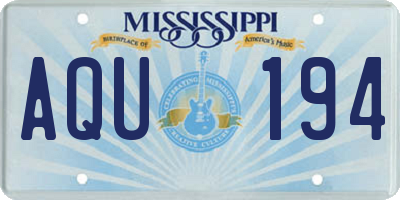MS license plate AQU194
