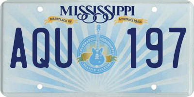 MS license plate AQU197