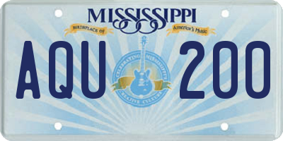 MS license plate AQU200