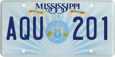 MS license plate AQU201