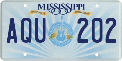 MS license plate AQU202
