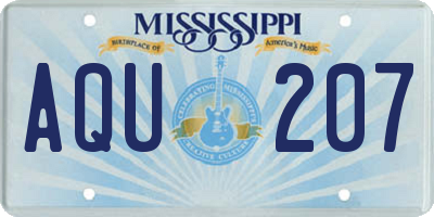 MS license plate AQU207