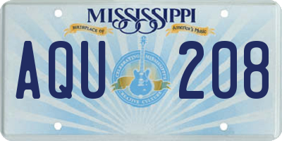 MS license plate AQU208