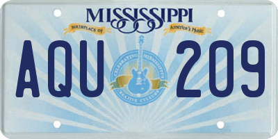 MS license plate AQU209