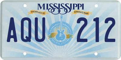 MS license plate AQU212