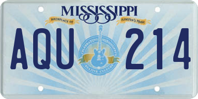MS license plate AQU214